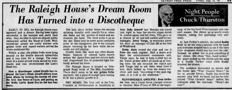 The Raleigh House - Z AUG 13 1976 ARTICLE ON DISCO